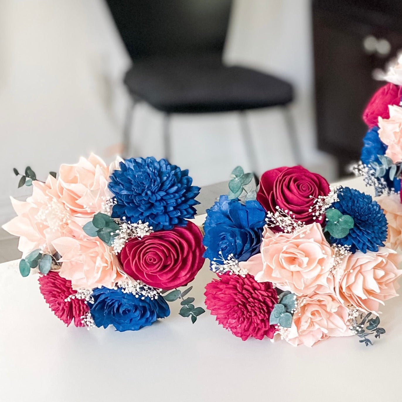 Blissful Union, A Bouquet of Navy Blue and Pink Roses For the Bride's –  Papiro
