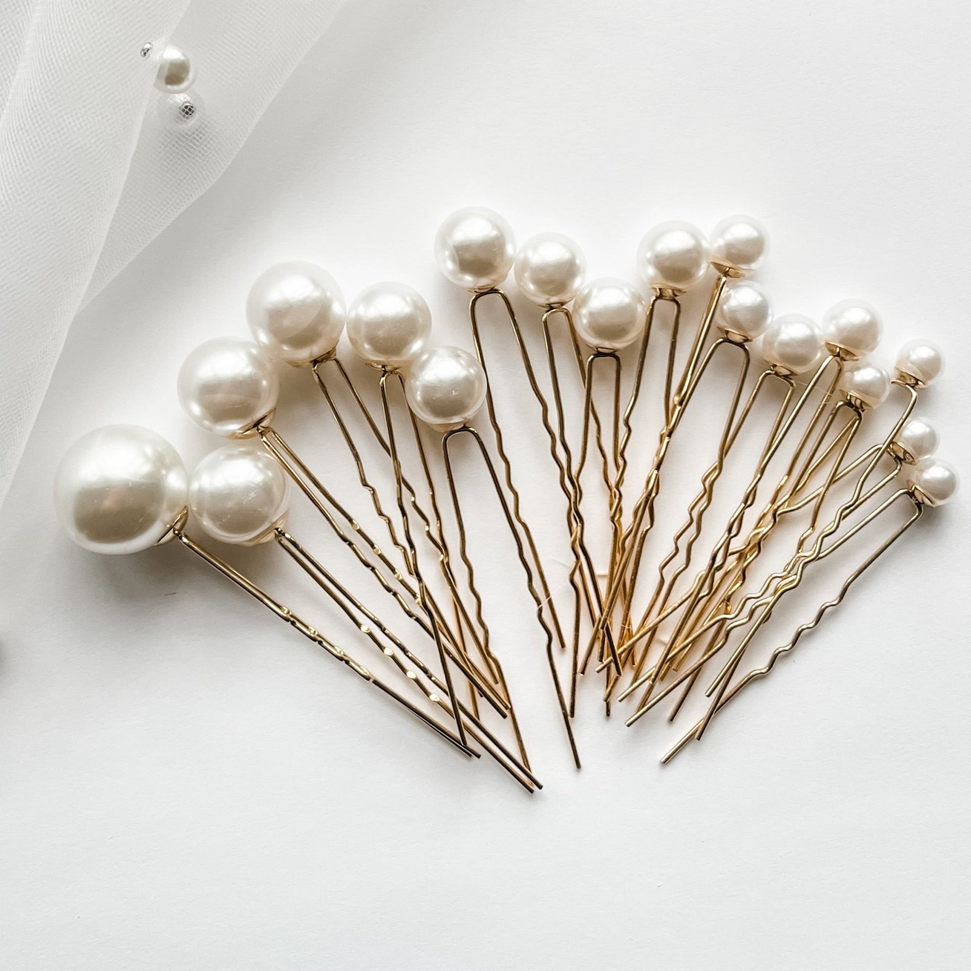 Pearl Gold Hair Pins - Papiro